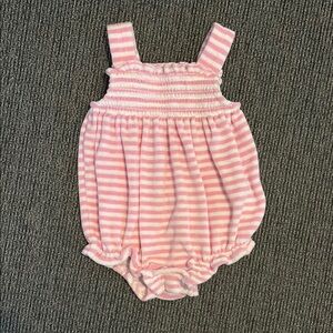 NEW Pink and White Striped terry cloth Baby Romper 3-6M